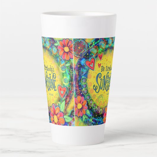 Tasse Latte Joli floral soleil brillant jaune Inspirivité (Devant)