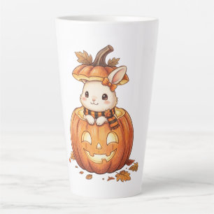 Tasse Latte Joli lapin citrouille d'Halloween - Lapin d'automn