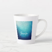 Tasse Latte Joli Mandala bleu Abstrait (Droite)