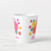 Tasse Latte Joli Monogramme Fleur Nom Botanique Moderne (Devant)
