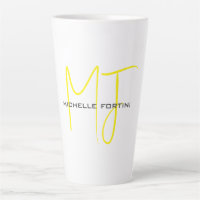 Joli Monogramme Jaune Blanc Moderne Minimaliste