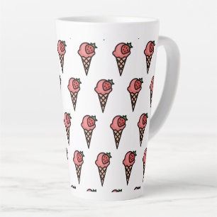 Tasse Latte Joli motif esthétique de glace à la fraise rose