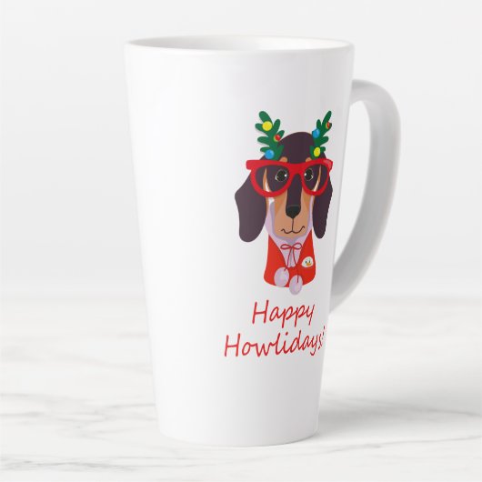 Tasse Latte Joli Noël Joyeux Howlidays Doxie Dachshund Chien (Angle droit)