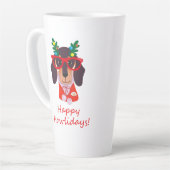 Tasse Latte Joli Noël Joyeux Howlidays Doxie Dachshund Chien (Angle gauche)