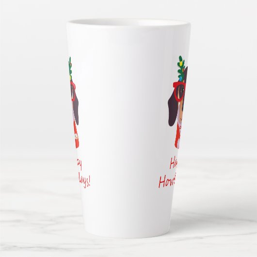 Tasse Latte Joli Noël Joyeux Howlidays Doxie Dachshund Chien (Devant)
