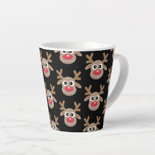 Tasse Latte Joli Noël Reindeer Cartoon Motif Noir