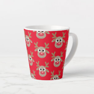 Tasse Latte Joli Noël Reindeer Cartoon Motif Rouge