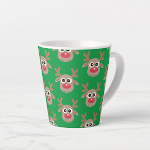 Tasse Latte Joli Noël Reindeer Dessin Motif Vert