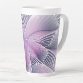 Tasse Latte Joli rose Fleur Moderne Abstrait Fractal Art (Angle droit)