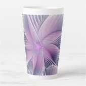 Tasse Latte Joli rose Fleur Moderne Abstrait Fractal Art (Devant)