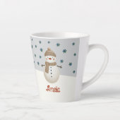Tasse Latte Joli Snowman Snowflakes Dessin Nom Noël (Droite)
