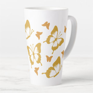 Tasse Latte Joli Thème de printemps des papillons d'or