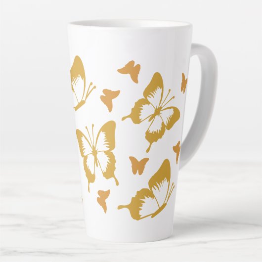 Tasse Latte Joli Thème de printemps des papillons d'or (Angle droit)