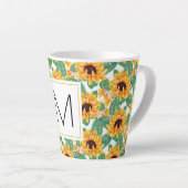Tasse Latte Joli tournesol Jaune & Vert Motif Monogramme (Angle droit)