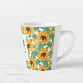 Tasse Latte Joli tournesol Jaune & Vert Motif Monogramme (Droite)