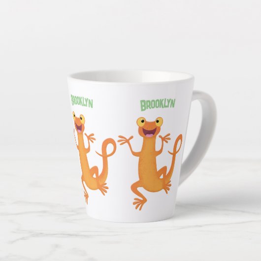 Tasse Latte Joli triton orangé joyeux (Angle droit)