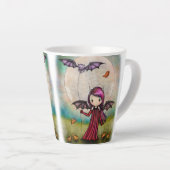 Tasse Latte Joli vampire d'Halloween et chat volant (Angle droit)