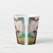 Tasse Latte Joli vampire d'Halloween et chat volant (Devant)