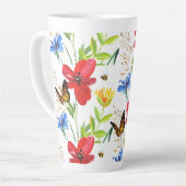 Tasse Latte Jolie aquarelle été Fleurs avec papillons (Angle gauche)