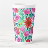 Tasse Latte Jolie aquarelle florale (Devant)