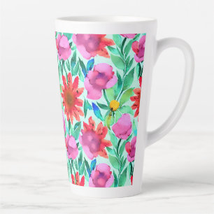Tasse Latte Jolie aquarelle florale