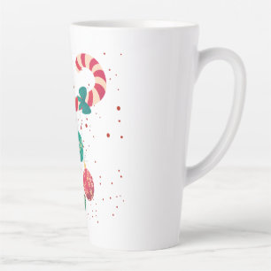 Tasse Latte Jolie Canne en Bonbon et Décorations de Noël.