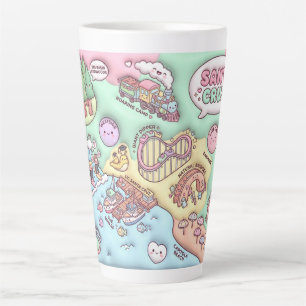 Tasse Latte Jolie carte du quartier de Santa Cruz Californie U