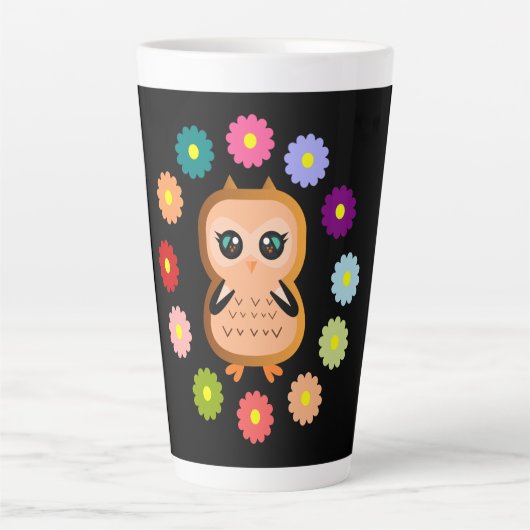 Tasse Latte Jolie Chouette Cute Kawaii Illustration de dessin  (Devant)
