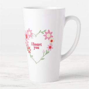 Tasse Latte Jolie cœur floral pour la Saint-Valentin