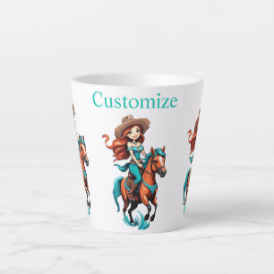 Tasse Latte Jolie Cowgirl chevauchant Poney Thunder_Cove