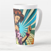 Tasse Latte Jolie Femme Dansant Salsa Pop Art (Angle droit)