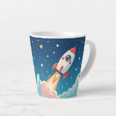 Tasse Latte Jolie fusée spatiale qui décolle (Angle droit)