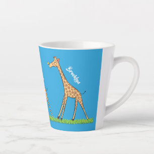 Tasse Latte Jolie girafe avec dessin animé de papillon