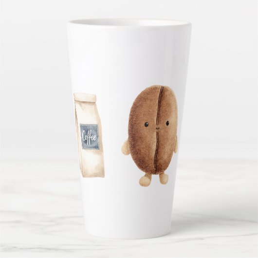 Tasse Latte Jolie Grain de Café (Devant)