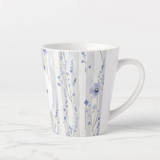 Tasse Latte Jolie lavande blanc floral rayures douche de maria (Droite)
