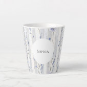Tasse Latte Jolie lavande blanc floral rayures douche de maria (Devant)