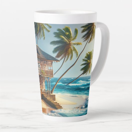 Tasse Latte Jolie maison de Cabine de plage (Angle droit)