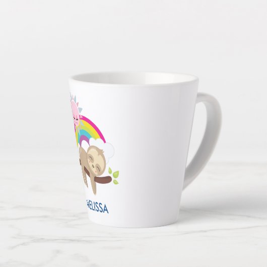 Tasse Latte Jolie parcelle en parfum avec soleil et arc en cie (Angle droit)