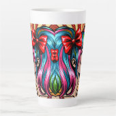 Tasse Latte Jolie Pop Art Comic Girl with Bows (Devant)