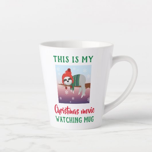 Tasse Latte Jolie Sloth Christmas Regarder (Droite)