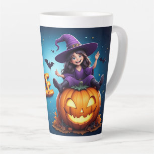 Tasse Latte Jolie Sorcière Fille Citrouille Halloween 🎃