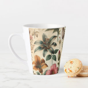 Tasse Latte Jolie structure florale classique dessin Vintage