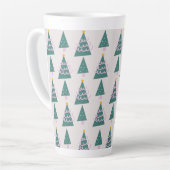Tasse Latte Jolies arbres Doodles rose vert (Angle gauche)
