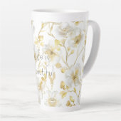 Tasse Latte Jolies Fleurs Blanches Dorées (Angle droit)