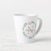Tasse Latte Jolies fleurs de printemps Wreath Monogrammé (Angle droit)