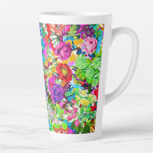 Tasse Latte Jolies fleurs magiques colorées