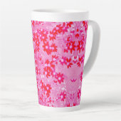 Tasse Latte Jolies Fleurs Rouges (Angle droit)