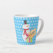 Tasse Latte Jolly Snowman Avec Un Cadeau De Noël (Angle droit)