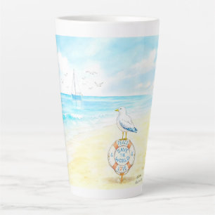 Tasse Latte Jon Seagull - Paix & Amour Sauvent le Monde