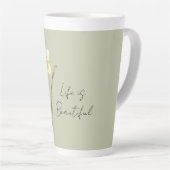 Tasse Latte Jonquille verte blanche jaune fleur (Angle droit)